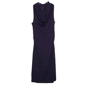 ANN TAYLOR | Eggplant Purple Cowl Neck Sleeveless Ruched Side Fitted Dress